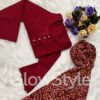 Royal Maroon Chikankari Kurta & INDIAN CHUNRI PRINT